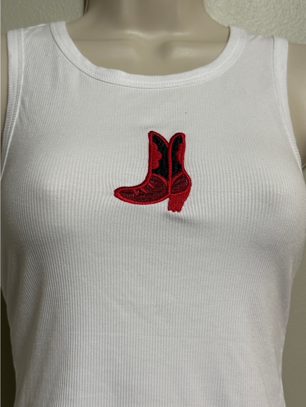 superdown Red Cowboy Boot Ribbed Tank Top Small Revolve - Picture 4 of 5